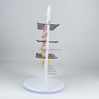 RAY YI Accessoires de cellules à assemblage facile et personnalisé Porte-clés avec comptoir Présentoir acrylique rotatif à 2 côtés avec crochets