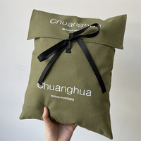 Sac à poussière en coton naturel écologique avec rabat pour vêtements, sac d'emballage personnalisé avec logo imprimé pour chaussures, robes, oreillers, sac enveloppe en lin avec nœud