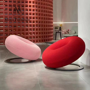Puf Creativo Moderno para Sala de Estar, Taburete Redondo Suave Tipo Donut, Sofá Reclinable, Sofá Rojo para Niños, Sillón Infantil, Silla de Diseño - Product Image 6
