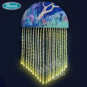 Lukisan Semprot DIY Serat Optik Air Terjun Chandelier Cahaya Tirai Cahaya untuk Dekorasi Ruangan Sensorik Serat Autisme Ruangan