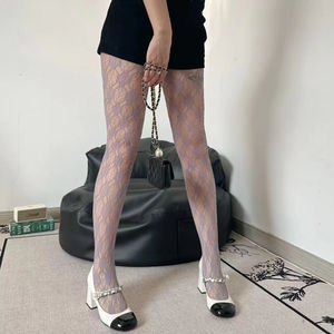 Femmes chaudes fleur diamant maille bas Vintage fleur diamant Jacquard résille collants collants - Product Image 4