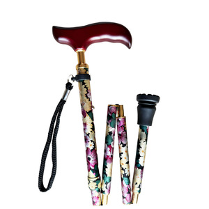 Canne pliante imprimée Hoshi en alliage d'aluminium, cinq sections, motif floral, pour personnes âgées, aide à la marche, cadeau - Product Image 1