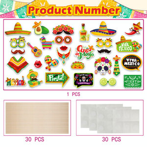 Decoraciones para Cabina de Fotos del Carnaval Mexicano Cinco de Mayo, Accesorios Festivos para Fiestas Latinoamericanas, Papel de Colores Brillantes, Decoración de Halloween - Product Image 3