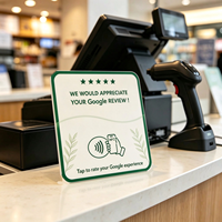 En gros, Panneau de table en PVC durable, étanche, personnalisable, avec puce NFC programmable pour avis Google et retour client