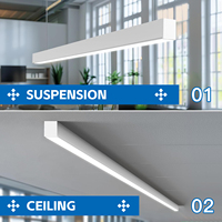 Luminaires linéaires suspendus NGT Strip 4FT 8FT 15W - 100W 3CCT, luminaire encastré, lampe suspendue, tube LED architectural, éclairage de plafond pour magasin