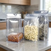 Sachets en plastique à fond plat transparents mats, thermoscellables et étanches à l'humidité, avec fermeture éclair, pour aliments et épices, 250g, 500g, 1kg