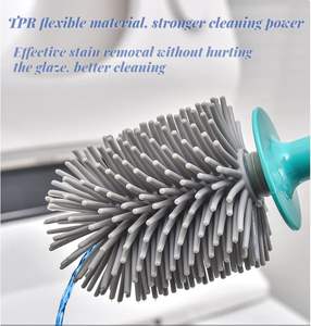 Escobilla de <span class=keywords><strong>inodoro</strong></span> de mango largo montada en la pared con soporte ventilado con base y juego de émbolo Juego de escobilla de <span class=keywords><strong>inodoro</strong></span> de silicona más líquido - Product Image 5