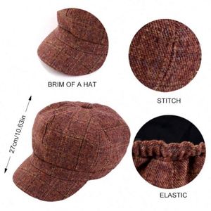 Ready to Ship Plaid Pattern Beret Cap Fashion Newsboy <b>Hat</b> Polyester/Cotton Casual Party Autumn Winter Beret <b>Hats</b> - Product Image 4