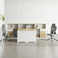 Poste de travail de bureau pour 4 personnes de qualité E0, écologique, avec cloison moderne et minimaliste, bureau informatique en îlot