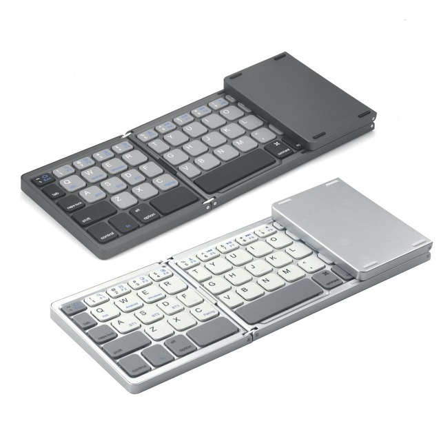 B33PLUS Triple Mode Mini Portable Foldable Bluetooth Keyboard with Touchpad for PC Laptop Portable Wireless Folding Keyboard