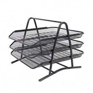 Organisateur de documents en maille écologique fabriqué en Chine, étagère à documents en métal, plateau à dossiers à 3 niveaux - Product Image 1