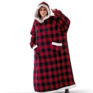 Manta de invierno gruesa de 150/180 cm, manta de TV de forro polar con capucha extra suave, abrigo de casa de cachemira con bolsillos grandes, 1 unidad - Product Image 5