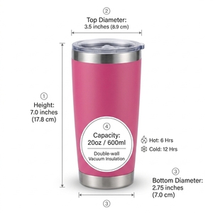 Vaso de Café Personalizado de 20 oz, Vaso Térmico de Acero Inoxidable con Aislamiento al Vacío, Vaso para Bebidas de 20 oz con Tapa y Pajita para Grabado Láser - Product Image 2
