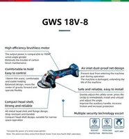 Meuleuse d'angle sans fil Bosch GWS 18V-8 18V Li-ion sans balais multifonctionnelle pour le meulage, la découpe et le polissage