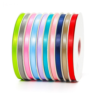 Pita Satin Berkualitas Tinggi 1cm Satu Sisi 100 Yard Per Gulung Pita Poliester untuk Hadiah Aksesoris Rambut - Product Image 1