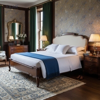 Cama de Lujo EKAR Buckingham Serenity |   Mueble de Madera de Burl Estilo Inglés con Estructura Tapizada |