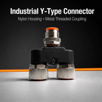 Connecteurs de capteur M12 IP67 étanches 4A 60V en nylon, type Y à trois voies, code A, 4 broches