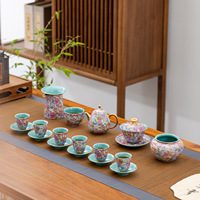 Service à thé en céramique de Jingdezhen Wan Hua Gong, résistant à la chaleur, design rétro de luxe léger, bol délicat pour femmes, théière, tasse à thé, coffret cadeau