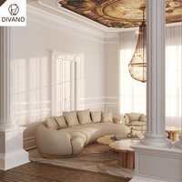 Proveedor de muebles de lujo Sofá de cuero Conjunto Crema Beige Curvo Terciopelo de gama alta Sofá de lujo Conjunto