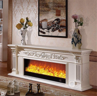 Cheminée électrique sculptée européenne Prima avec manteau décoratif, flamme LED, autoportante, moderne, pour salon, avec télécommande