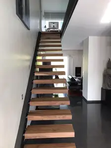 Modern Design Steel Wood Apartment Stairs Hidden Beam Cantilever Stairs Design