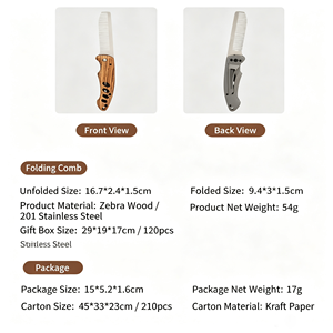 Nuovo Pettine Pieghevole Multifunzionale per <span class=keywords><strong>Capelli</strong></span> <span class=keywords><strong>e</strong></span> <span class=keywords><strong>Barba</strong></span> con Manico in Legno <span class=keywords><strong>e</strong></span> Pettine Tascabile in Acciaio Inossidabile - Product Image 6