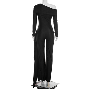 Combinaison <span class=keywords><strong>femme</strong></span> Viviblook Q25JP441, col en V, manches longues, plissée, ruban, jambe droite ample, combinaison <span class=keywords><strong>femme</strong></span> - Product Image 3