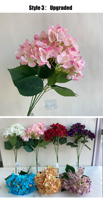 M-1046 Tête de Fleur d'Hortensia Artificielle Moyenne en Soie de Haute Qualité pour Mariage