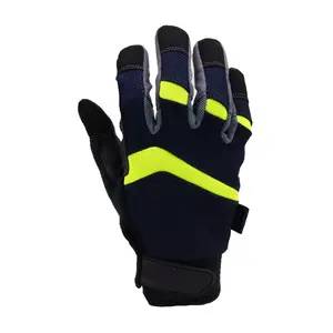 HANDLANDY Anti Abrasion Hand Safety Gloves black high dexterity PVC reinforce palm gloves mechanics work glove