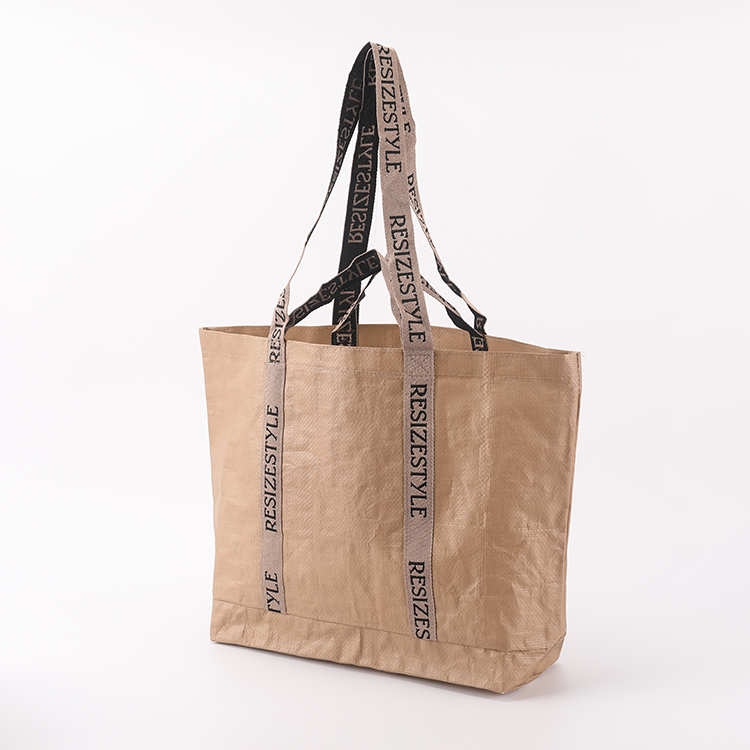 Wholesale Custom Logo Reusable Morandi color pp woven bag foldable shopping bag with inner pocket