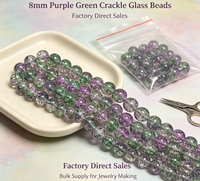 Perles en verre craquelé facettées arc-en-ciel de 8 mm, bleu violet, perles en vrac craquelées pour la fabrication de bijoux, bracelets et colliers DIY