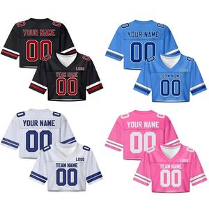 Camiseta Corta Personalizada de Malla para Mujer, Estilo Retro de Fútbol Americano, Sublimada, Casual, Sexy, para Animadoras - Product Image 2