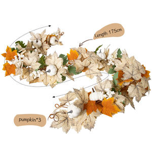Automne Style Citrouille Vigne Artificielle Soie Érables Feuilles Guirlande Pour Noël Thanksgiving Manteau Cheminée Récolte Décoration - Product Image 1