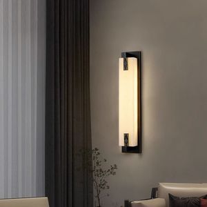 Modern Chinese Style All-Copper LED <b>Wall</b> Lamp Marble Finish Dimmable for Living Room <b>TV</b> Background Bedroom Staircase Hallway - Product Image 4