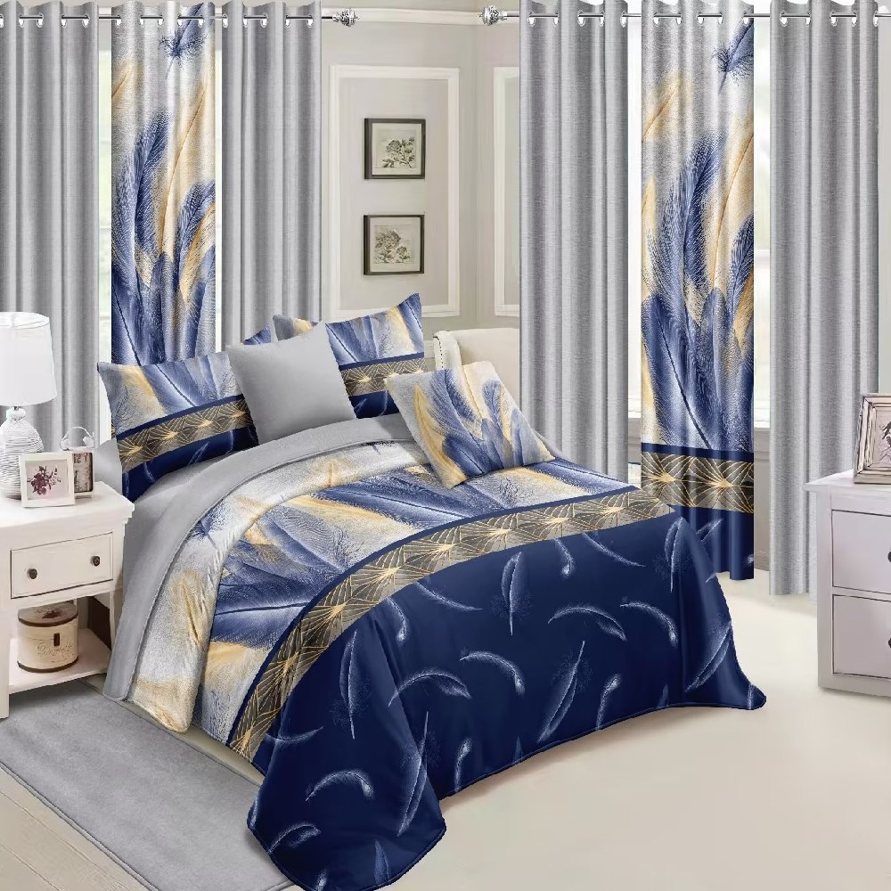 Bán buôn chải sợi nhỏ Quilt Cover tấm ga trải giường bộ đồ giường Set với Phù hợp rèm cửa 6 cái cho phòng ngủ