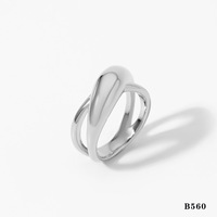 Bague Gaovo en acier inoxydable 316 à double courbe irrégulière entrelacée pour femme, bijou fantaisie géométrique, accessoire de mode, cadeau