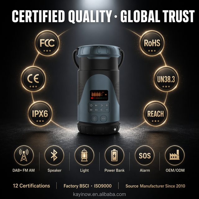 DF-583 Custom Multi-band Solar Hand Crank Radio for North America | IPX5 Outdoor Bluetooth Speaker | ODM Factory Wholesale