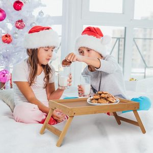 Bandeja de desayuno de bambú con patas plegables de 17.7x10.8x6.9 pulgadas, plegable para cama, portátil, comidas y refrigerios - Product Image 3