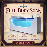 Baignoire hydromassante en acrylique pour adultes, avec paroi vitrée avant et éclairage LED, pour salle de bain saoudienne, avec douche d'angle à 3 côtés et fonction Jacuzzi Spa