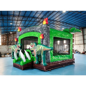Château gonflable dinosaure avec toboggan pour enfants, location commerciale pour fêtes - Product Image 3