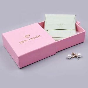 Caja de Embalaje de Joyería de Lujo con Logotipo Personalizado, Caja de Regalo Rosa con Cajón Deslizante e Inserto de Esponja, Embalaje de Cartón - Product Image 1