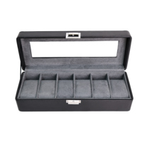 Boîte de rangement pour montres Tancy élégante en velours noir et cuir, 12 emplacements, durable, avec serrure, forme rectangulaire, pour montres pour hommes, boutiques de cadeaux