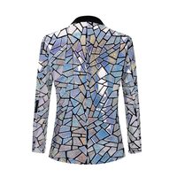 Costume de scène pour homme, veste élégante à sequins brillants et colorés, coupe ajustée, col tailleur