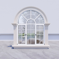 Puertas arqueadas elegantes de aleación de aluminio Marco negro Arco blanco y rejillas de vidrio para la estética del hogar