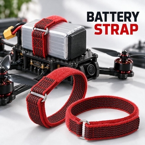 Adjustable Hook and Loop LiPo Battery Strap with Metal D-Ring for FPV Racing Drones - Product Image 1