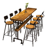 Tabourets de bar en bois antique de luxe au design moderne et simple Ensemble de table rectangulaire pour la maison Hôtel Salle à manger Salon Utilisation en métal