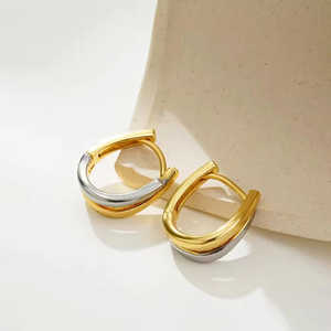 Pendientes con Brillo Metálico Premium, Cómodos y Estables de Usar, Forma Geométrica, Líneas Suaves, Capas Visuales Ricas, Versátiles - Product Image 1