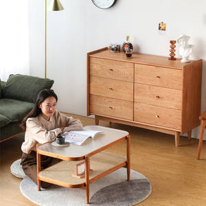 Cómoda de madera maciza de estilo japonés con seis cajones, 1200x400x890mm, cómoda de madera de cerezo para dormitorio, muebles minimalistas nórdicos - Product Image 4