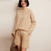 Nouvel ensemble pull en maille torsadée épaisse à col rond pour femme, coupe décontractée, idéal pour l'automne/hiver 2026