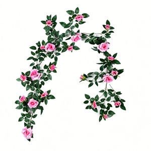 Guirlande de roses artificielles en soie réaliste pour la décoration murale de la maison, des mariages <span class=keywords><strong>et</strong></span> la décoration des tuyaux de climatisation intérieurs - Product Image 2